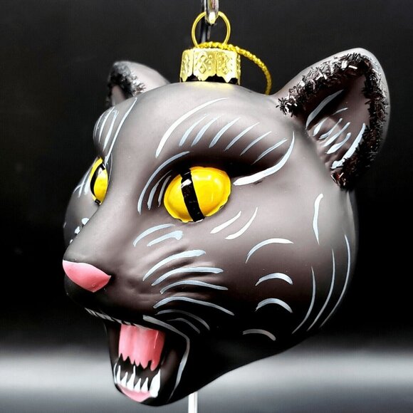 Halloween Black Cat Glass Ornament Gothmas Tree Scardy Cat Hissing Cat Ornament - Picture 6 of 10